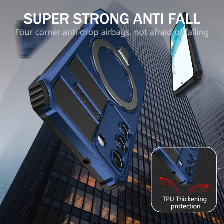 For Samsung Galaxy S22+ 5G MagSafe Magnetic Holder Phone Case(Blue) - Galaxy S22+ 5G Cases by PMC TechLife | Online Shopping South Africa | PMC TechLife | Buy Now Pay Later Mobicred