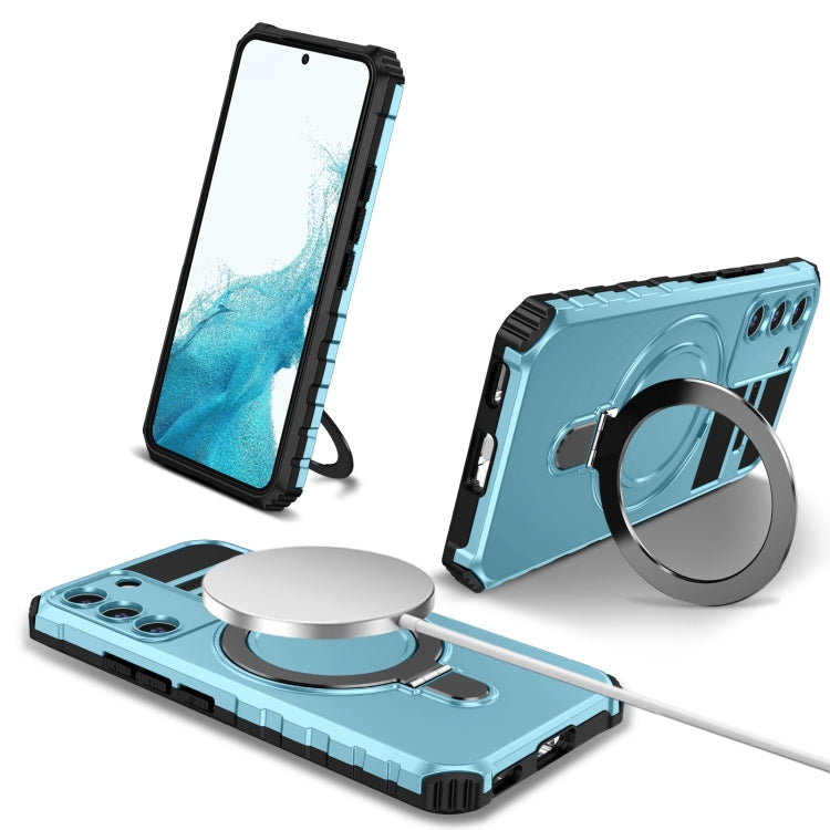 For Samsung Galaxy S22+ 5G MagSafe Magnetic Holder Phone Case(Light Blue) - Galaxy S22+ 5G Cases by PMC TechLife | Online Shopping South Africa | PMC TechLife | Buy Now Pay Later Mobicred