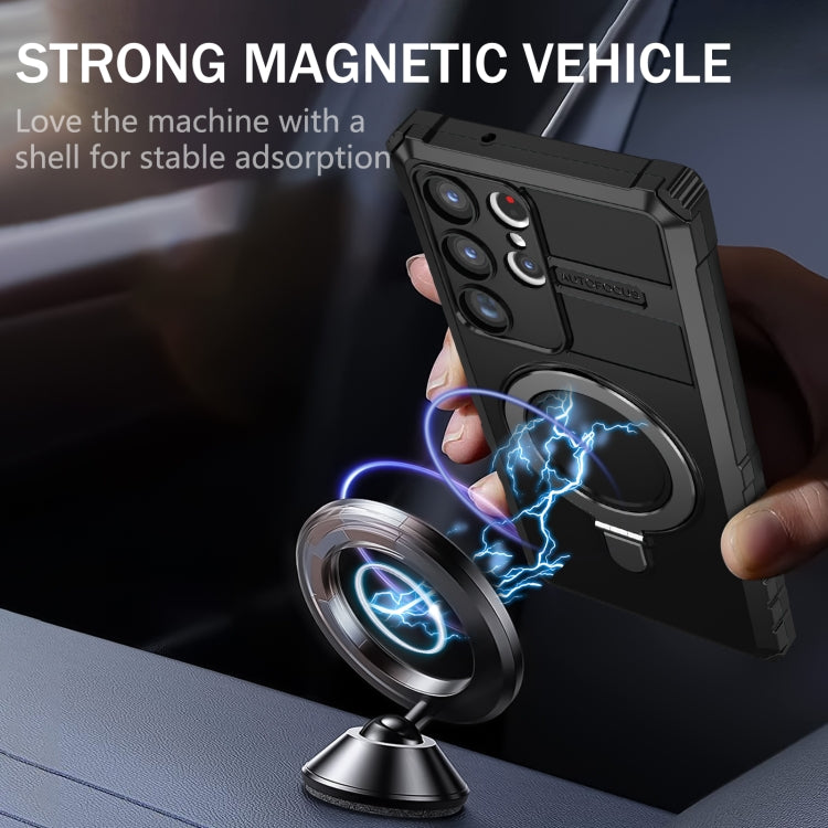 For Samsung Galaxy S23 Ultra 5G MagSafe Magnetic Holder Phone Case(Black) - Galaxy S23 Ultra 5G Cases by PMC TechLife | Online Shopping South Africa | PMC TechLife