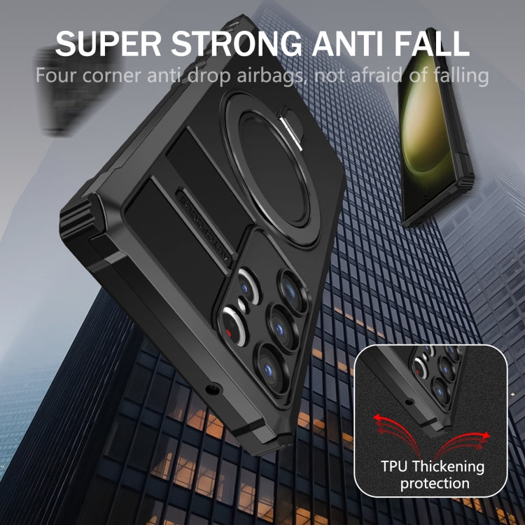 For Samsung Galaxy S23 Ultra 5G MagSafe Magnetic Holder Phone Case(Black) - Galaxy S23 Ultra 5G Cases by PMC TechLife | Online Shopping South Africa | PMC TechLife