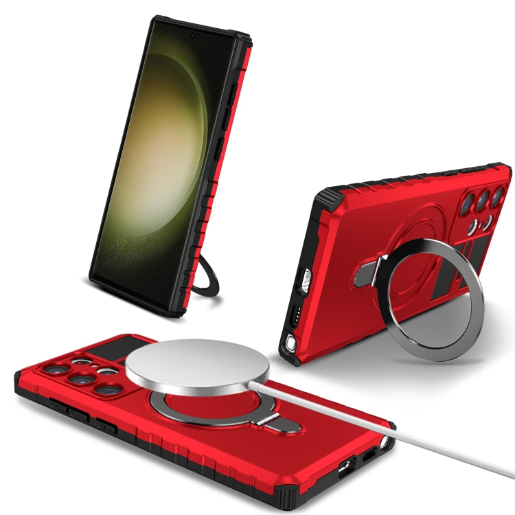 For Samsung Galaxy S23 Ultra 5G MagSafe Magnetic Holder Phone Case(Red) - Galaxy S23 Ultra 5G Cases by PMC TechLife | Online Shopping South Africa | PMC TechLife