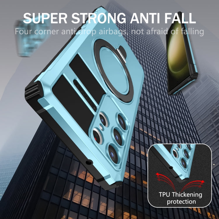 For Samsung Galaxy S23 Ultra 5G MagSafe Magnetic Holder Phone Case(Light Blue) - Galaxy S23 Ultra 5G Cases by PMC TechLife | Online Shopping South Africa | PMC TechLife