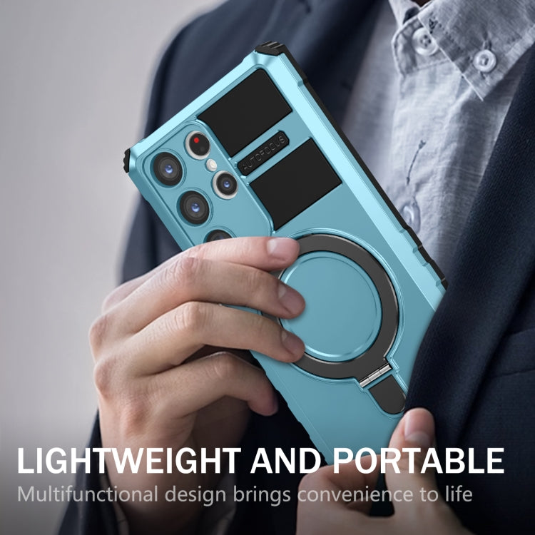 For Samsung Galaxy S23 Ultra 5G MagSafe Magnetic Holder Phone Case(Light Blue) - Galaxy S23 Ultra 5G Cases by PMC TechLife | Online Shopping South Africa | PMC TechLife