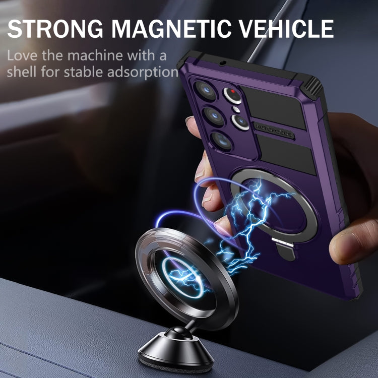 For Samsung Galaxy S23 Ultra 5G MagSafe Magnetic Holder Phone Case(Purple) - Galaxy S23 Ultra 5G Cases by PMC TechLife | Online Shopping South Africa | PMC TechLife