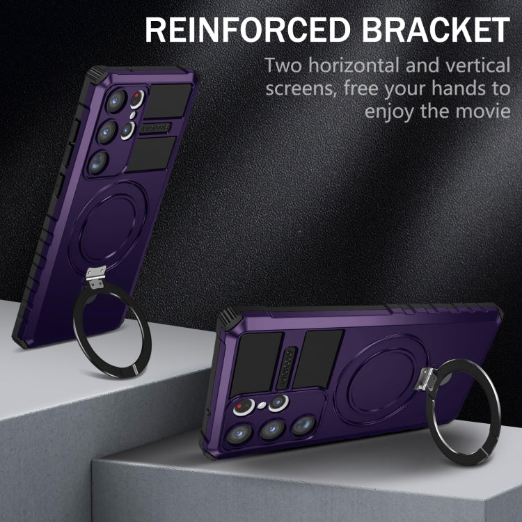 For Samsung Galaxy S23 Ultra 5G MagSafe Magnetic Holder Phone Case(Purple) - Galaxy S23 Ultra 5G Cases by PMC TechLife | Online Shopping South Africa | PMC TechLife