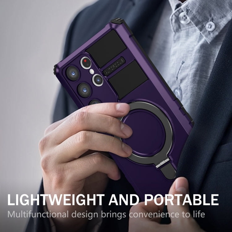 For Samsung Galaxy S23 Ultra 5G MagSafe Magnetic Holder Phone Case(Purple) - Galaxy S23 Ultra 5G Cases by PMC TechLife | Online Shopping South Africa | PMC TechLife