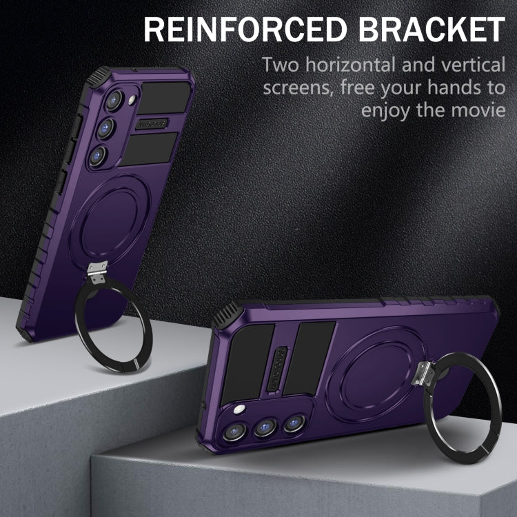 For Samsung Galaxy S23 5G MagSafe Magnetic Holder Phone Case(Purple) - Galaxy S23 5G Cases by PMC TechLife | Online Shopping South Africa | PMC TechLife