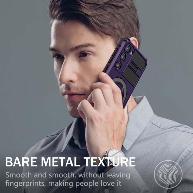 For Samsung Galaxy S23 5G MagSafe Magnetic Holder Phone Case(Purple) - Galaxy S23 5G Cases by PMC TechLife | Online Shopping South Africa | PMC TechLife