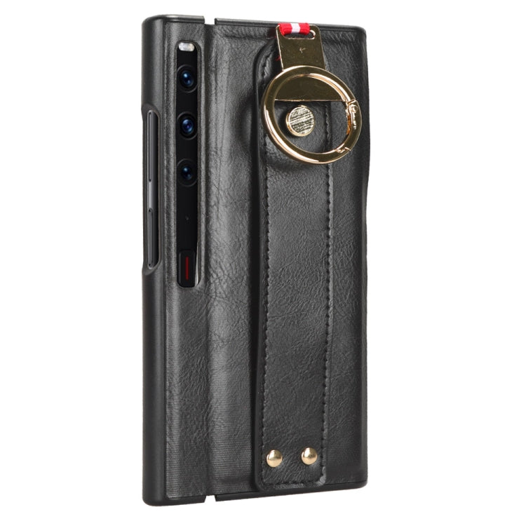 For Huawei Mate Xs 2 Wristband Leather Back Phone Case(Black) - Huawei Cases by PMC TechLife | Online Shopping South Africa | PMC TechLife | Buy Now Pay Later Mobicred