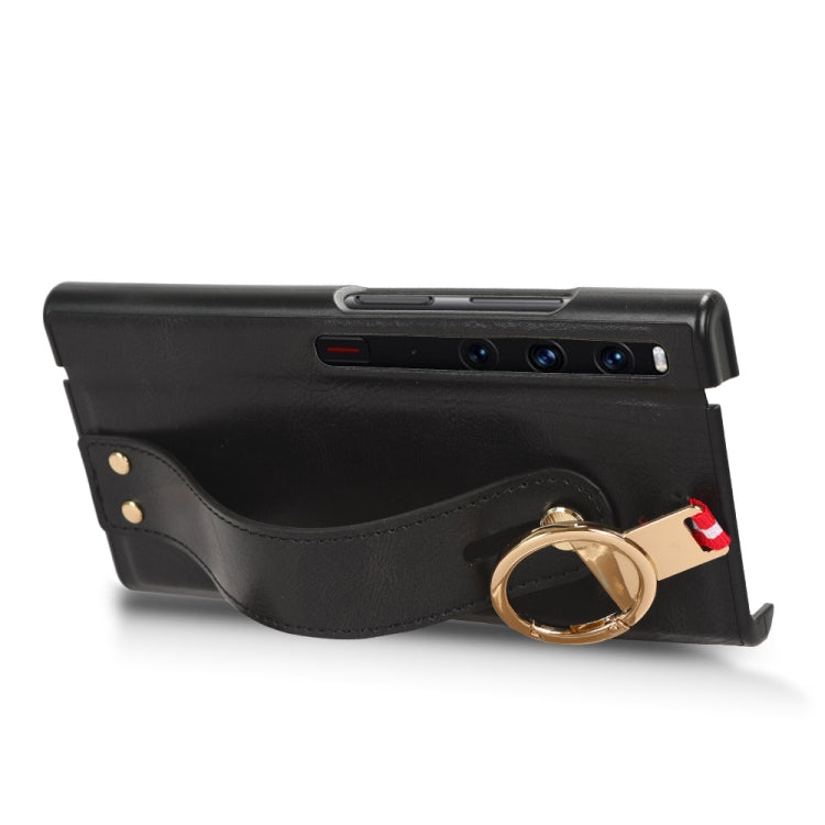For Huawei Mate Xs 2 Wristband Leather Back Phone Case(Black) - Huawei Cases by PMC TechLife | Online Shopping South Africa | PMC TechLife | Buy Now Pay Later Mobicred