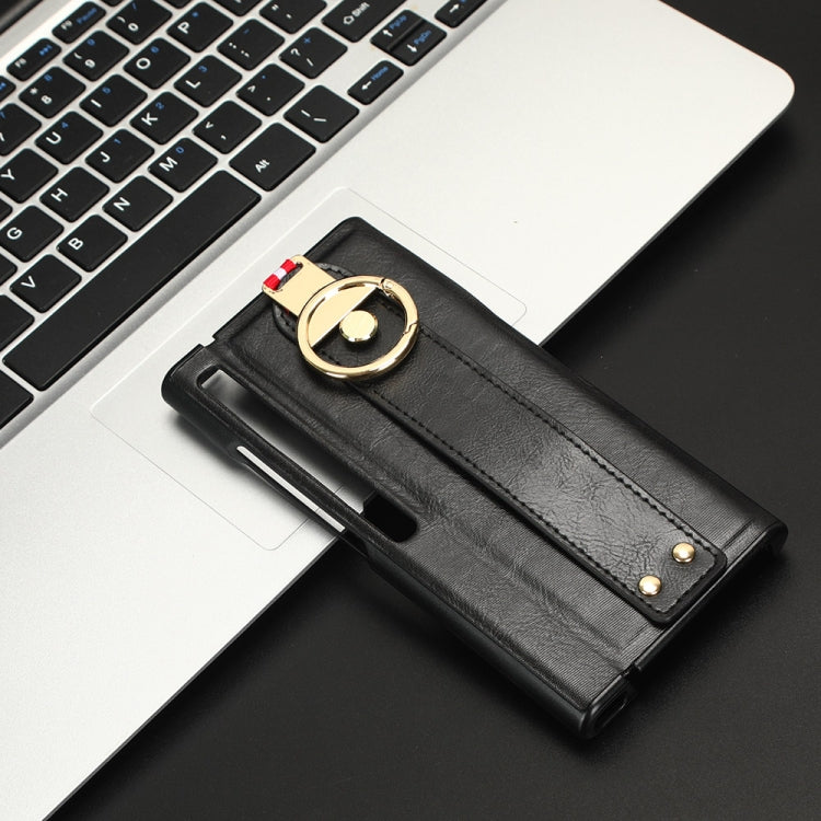 For Huawei Mate Xs 2 Wristband Leather Back Phone Case(Black) - Huawei Cases by PMC TechLife | Online Shopping South Africa | PMC TechLife | Buy Now Pay Later Mobicred