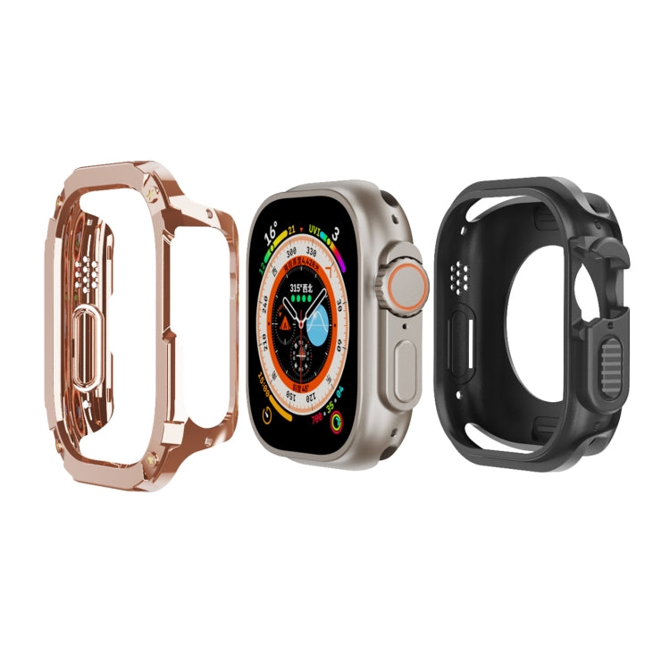 For Apple Watch Ultra 49mm 2-in-1 PC Hybrid TPU Armor Watch Case(Rose Gold) - Watch Cases by PMC TechLife | Online Shopping South Africa | PMC TechLife