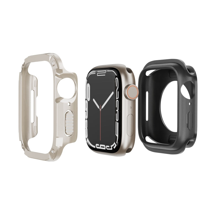 For Apple Watch Series 8 / 7 45mm 2-in-1 PC Hybrid TPU Armor Watch Case(Starlight) - Watch Cases by PMC TechLife | Online Shopping South Africa | PMC TechLife