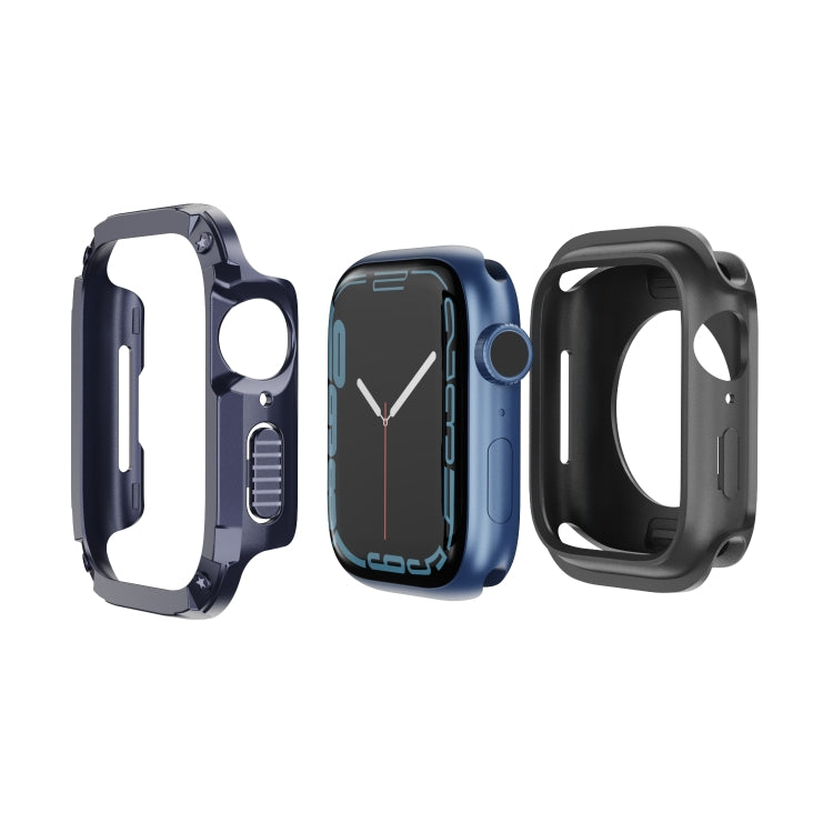 For Apple Watch Series 8 / 7 41mm 2-in-1 PC Hybrid TPU Armor Watch Case(Midnight Blue) - Watch Cases by PMC TechLife | Online Shopping South Africa | PMC TechLife