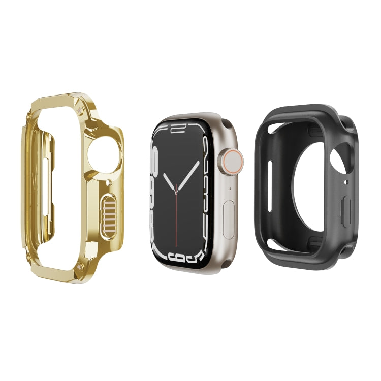 For Apple Watch Series 6 / 5 / 4 / SE 40mm 2-in-1 PC Hybrid TPU Armor Watch Case(Gold) - Watch Cases by PMC TechLife | Online Shopping South Africa | PMC TechLife