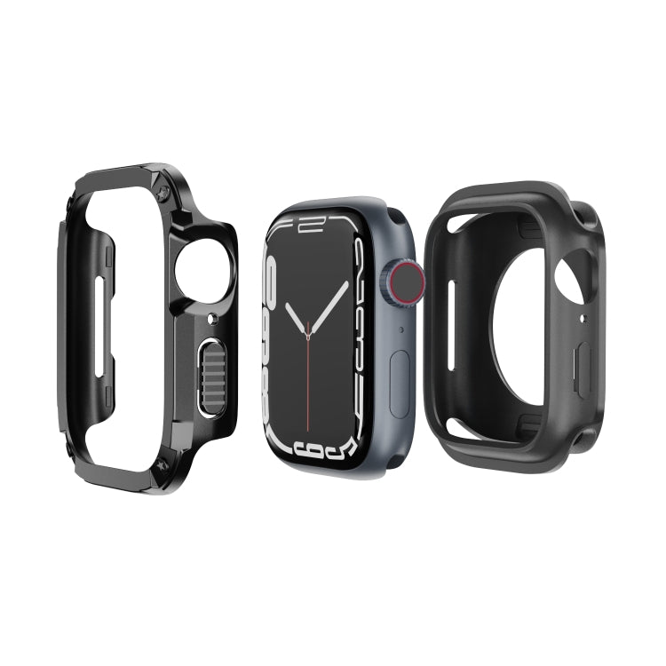 For Apple Watch Series 6 / 5 / 4 / SE 44mm 2-in-1 PC Hybrid TPU Armor Watch Case(Black) - Watch Cases by PMC TechLife | Online Shopping South Africa | PMC TechLife