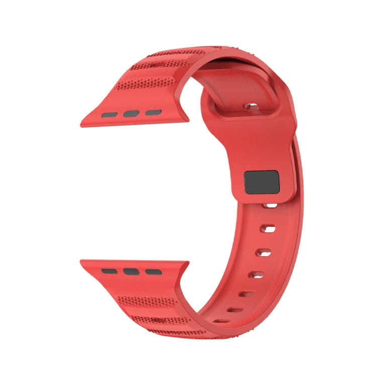 For Apple Watch 7 45mm Dot Texture Fluororubber Watch Band(Red) - Watch Bands by PMC TechLife | Online Shopping South Africa | PMC TechLife