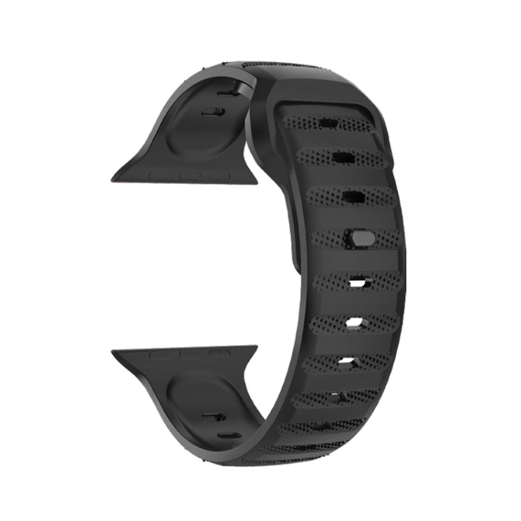 For Apple Watch 42mm Dot Texture Fluororubber Watch Band(Black) - Watch Bands by PMC TechLife | Online Shopping South Africa | PMC TechLife
