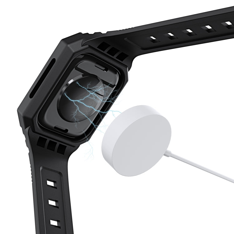 For Apple Watch SE 2023 40mm PC Rugged Case Integrated TPU Watch Band(Black) - free shipping - PMC TechLife - Order now!