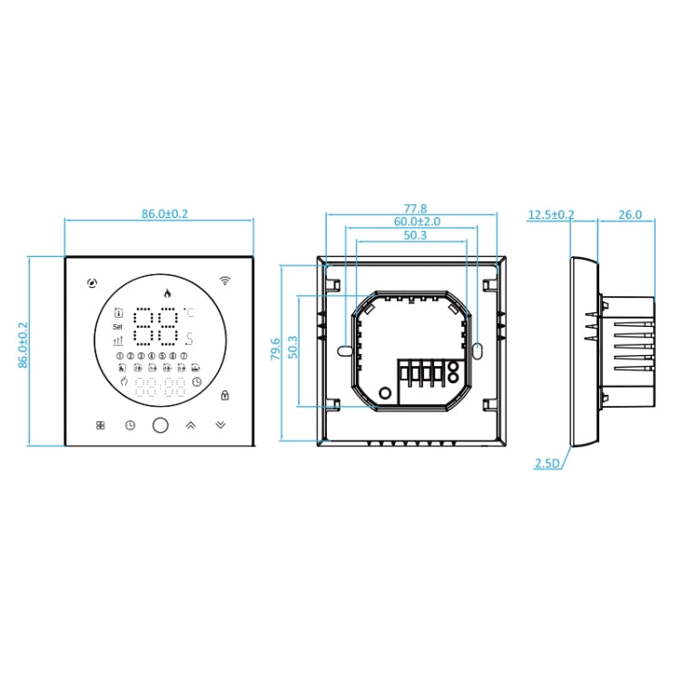 BHT-008GBLW 95-240V AC 16A Smart Home Electric Heating LED Thermostat With WiFi(White) - Thermostat & Thermometer by PMC TechLife | Online Shopping South Africa | PMC TechLife