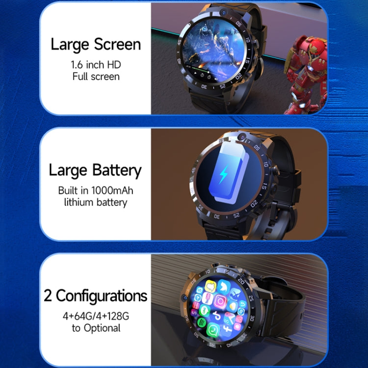 MT27 4G+64G 1.6 inch IP67 Waterproof 4G Android 8.1 Smart Watch Support Heart Rate / GPS, Type:Leather Band - Android Watch by PMC TechLife | Online Shopping South Africa | PMC TechLife