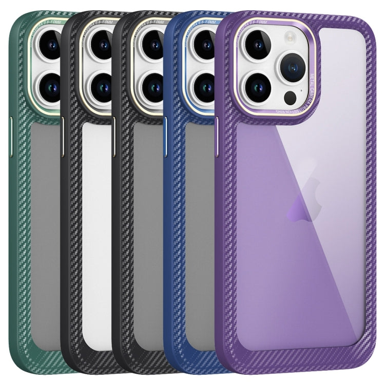 For iPhone 13 Pro Carbon Fiber Transparent Back Panel Phone Case(Purple) - free shipping - PMC TechLife - Order now!