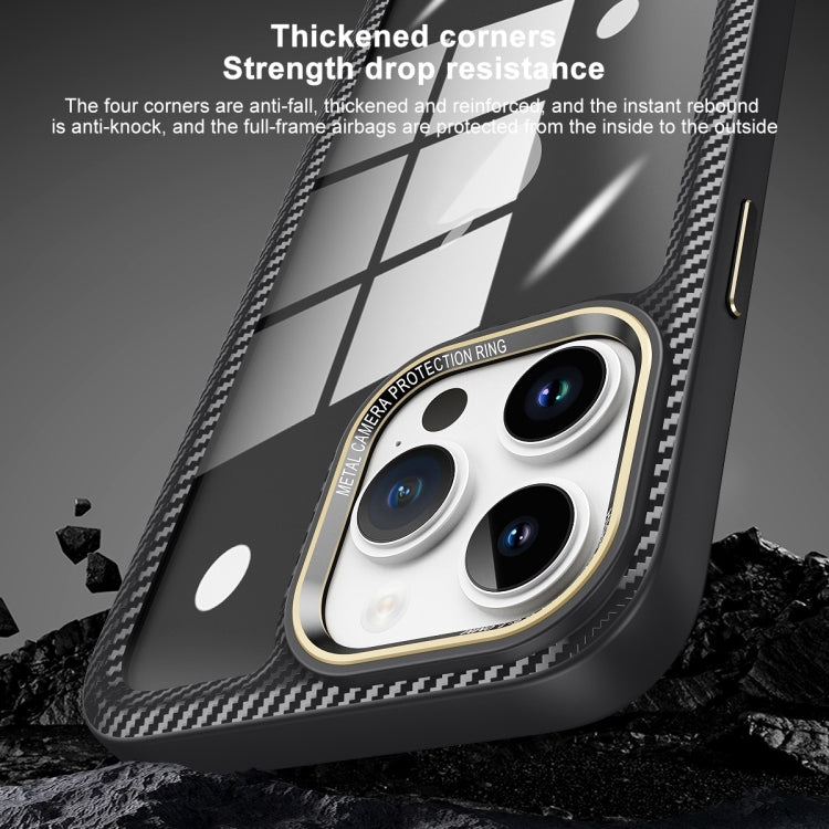 For iPhone 14 Carbon Fiber Transparent Back Panel Phone Case(Black + Transparent Black) - free shipping - PMC TechLife - Order now!