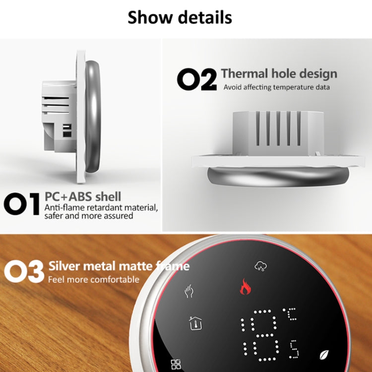 BHT-6001GAL 95-240V AC 5A Smart Round Thermostat Water Heating LED Thermostat Without WiFi(Black) - Thermostat & Thermometer by PMC TechLife | Online Shopping South Africa | PMC TechLife