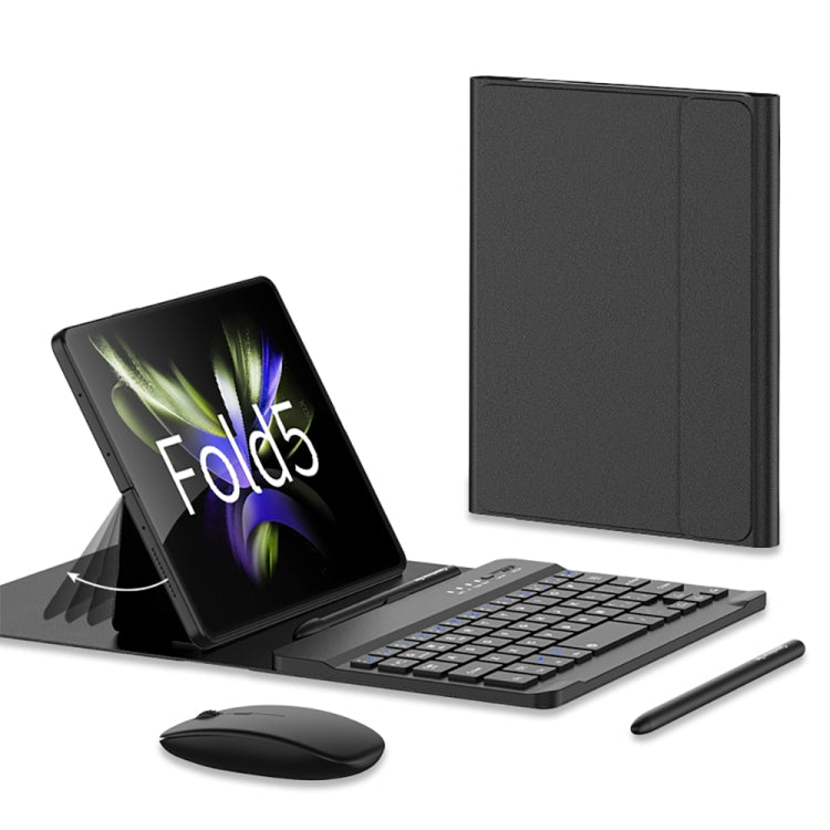 For Samsung Galaxy Z Fold5 GKK Gear Adjustment Bluetooth Keyboard Leather Case with Pen + Keyboard + Mouse + Case(Black) - Samsung Keyboard by GKK | Online Shopping South Africa | PMC TechLife