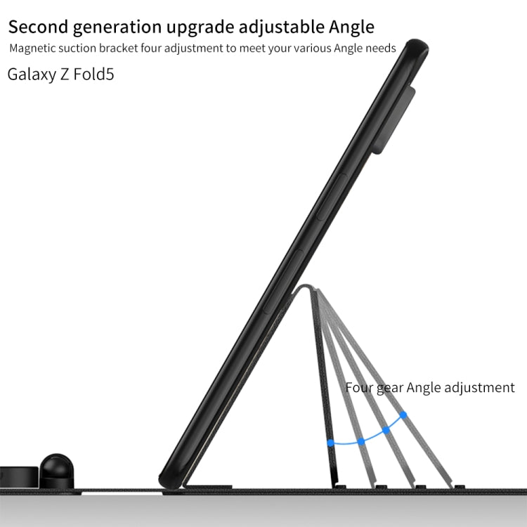 For Samsung Galaxy Z Fold5 GKK Gear Adjustment Bluetooth Keyboard Leather Case with Pen + Keyboard + Mouse + Case(Carbon Fibre) - Samsung Keyboard by GKK | Online Shopping South Africa | PMC TechLife