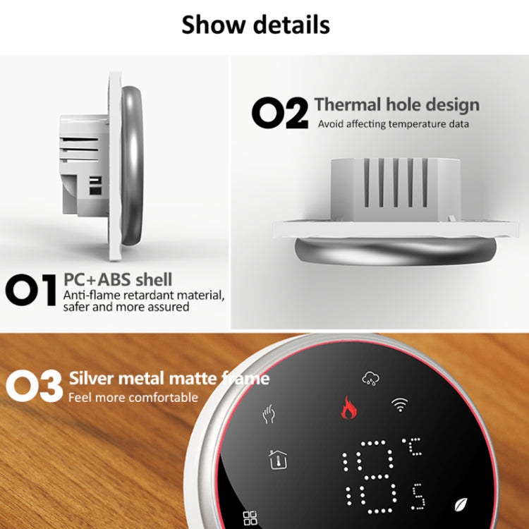 BHT-6001GBLW 95-240V AC 16A Smart Round Thermostat Electric Heating LED Thermostat With WiFi(White) - Thermostat & Thermometer by PMC TechLife | Online Shopping South Africa | PMC TechLife