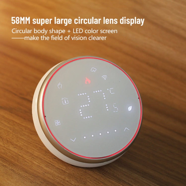 BHT-6001GBLW 95-240V AC 16A Smart Round Thermostat Electric Heating LED Thermostat With WiFi(White) - Thermostat & Thermometer by PMC TechLife | Online Shopping South Africa | PMC TechLife