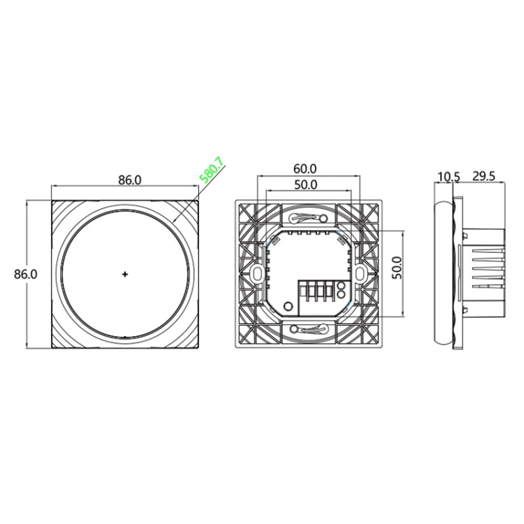BHT-6001GBL 95-240V AC 16A Smart Round Thermostat Electric Heating LED Thermostat Without WiFi(Black) - Thermostat & Thermometer by PMC TechLife | Online Shopping South Africa | PMC TechLife
