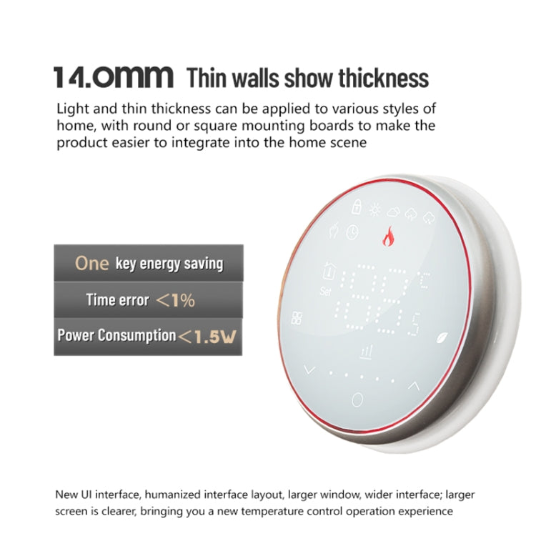 BHT-6001GBL 95-240V AC 16A Smart Round Thermostat Electric Heating LED Thermostat Without WiFi(White) - Thermostat & Thermometer by PMC TechLife | Online Shopping South Africa | PMC TechLife