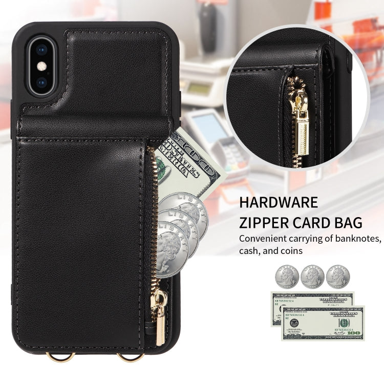 For iPhone XS Max Crossbody Lanyard Zipper Wallet Leather Phone Case(Black) - More iPhone Cases by PMC TechLife | Online Shopping South Africa | PMC TechLife | Buy Now Pay Later Mobicred
