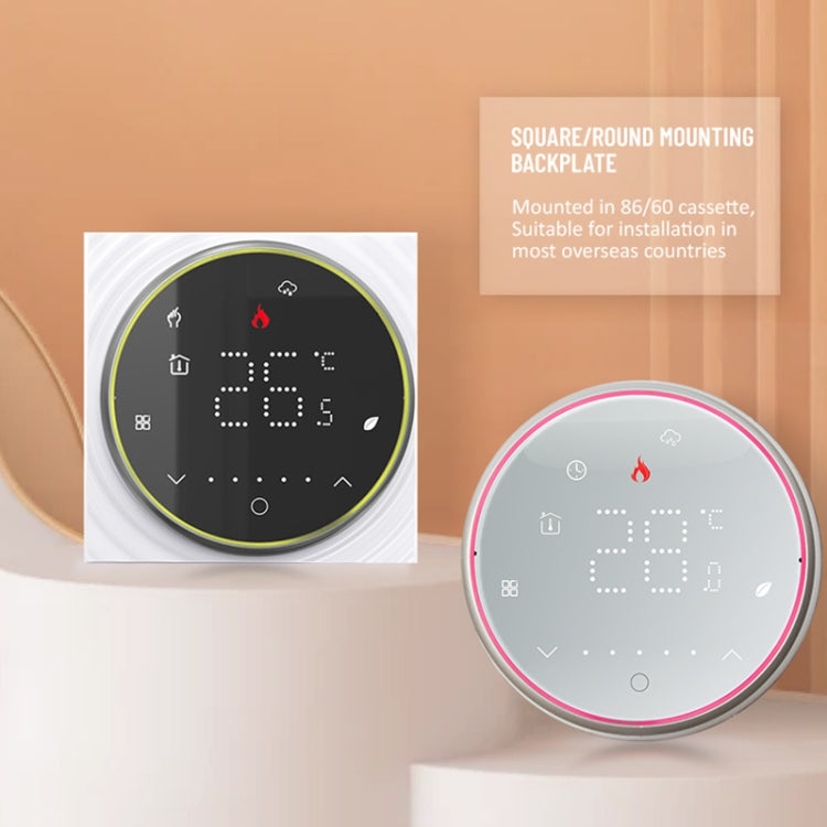 BHT-6001GCL 95-240V AC 5A Smart Round Thermostat Boiler Heating LED Thermostat Without WiFi(White) - Thermostat & Thermometer by PMC TechLife | Online Shopping South Africa | PMC TechLife