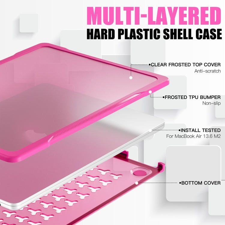 For MacBook Air 13.6 inch A2681 2022 Translucent Laptop Protective Case(Rose Red) - MacBook Air Cases by PMC TechLife | Online Shopping South Africa | PMC TechLife