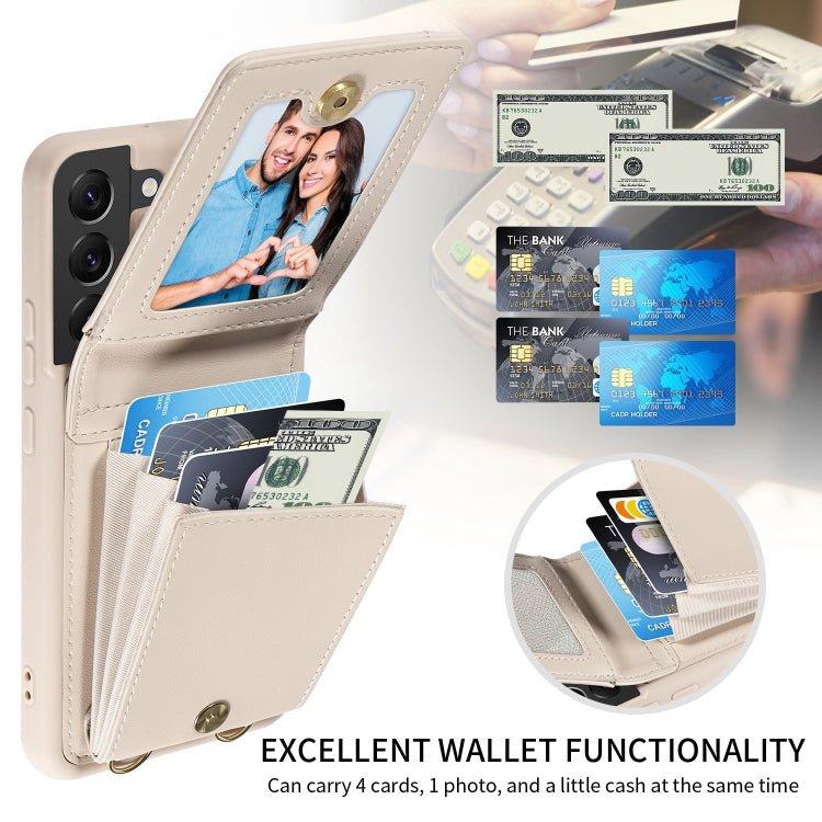 For Samsung Galaxy S21+ 5G Crossbody Lanyard Zipper Wallet Leather Phone Case(Beige) - free shipping - PMC TechLife - Order now!
