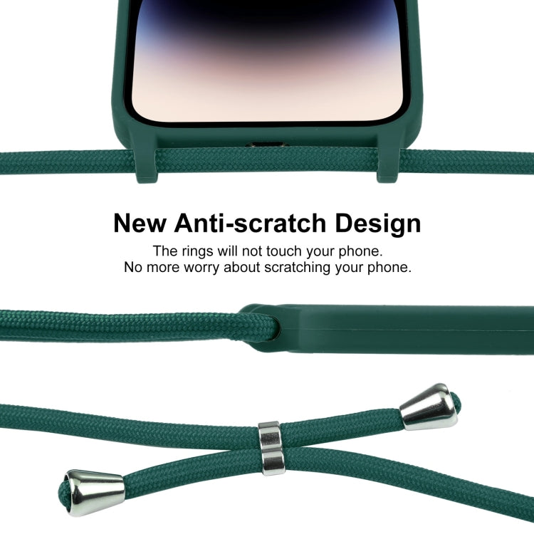 For iPhone 15 Pro Crossbody Lanyard Liquid Silicone Case(Pine Needle Green) - free shipping - PMC TechLife - Order now!