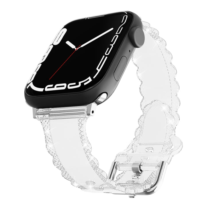For Apple Watch 4 40mm Diamond Texture Lace Clear TPU Watch Band(Transparent) - Watch Bands by PMC TechLife | Online Shopping South Africa | PMC TechLife
