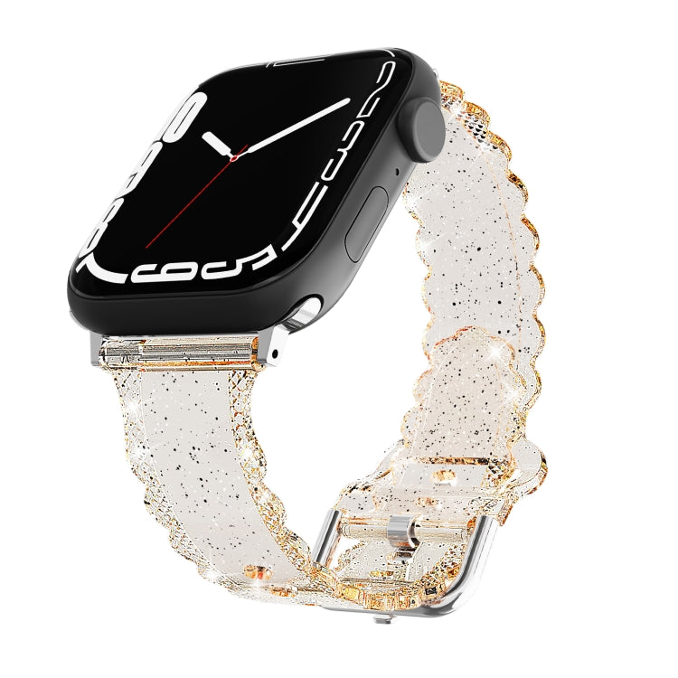 For Apple Watch 2 38mm Diamond Texture Lace Clear TPU Watch Band(Gold) - Watch Bands by PMC TechLife | Online Shopping South Africa | PMC TechLife