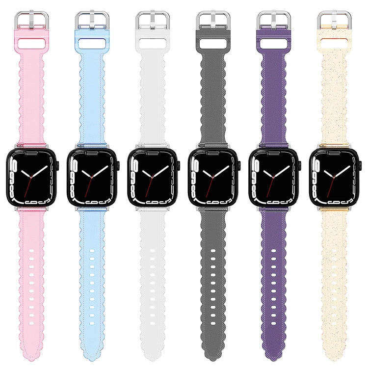 For Apple Watch SE 2022 44mm Diamond Texture Lace Clear TPU Watch Band(Blue) - Watch Bands by PMC TechLife | Online Shopping South Africa | PMC TechLife