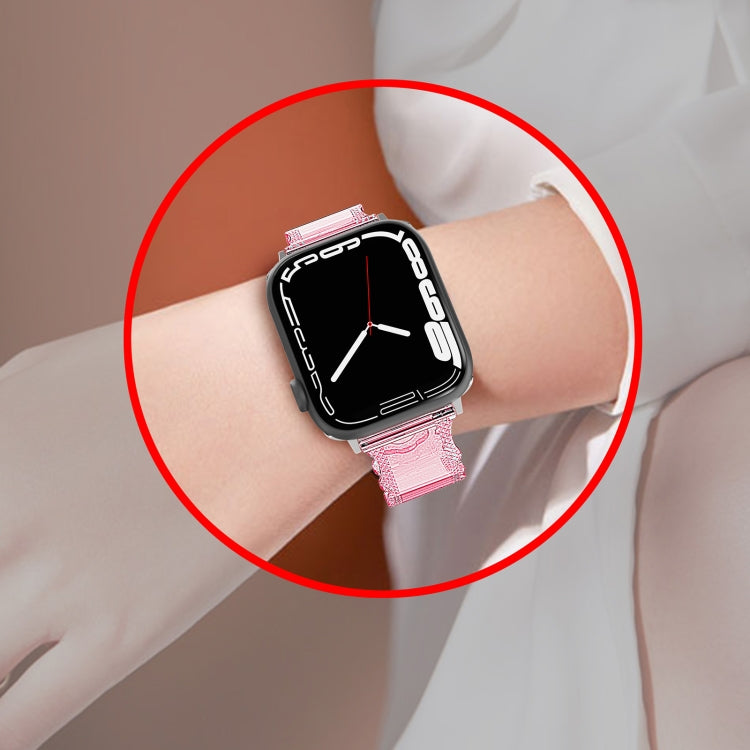 For Apple Watch 38mm Diamond Texture Lace Clear TPU Watch Band(Purple) - Watch Bands by PMC TechLife | Online Shopping South Africa | PMC TechLife