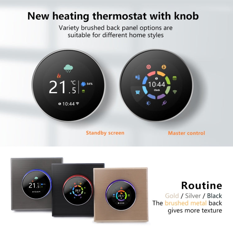 BHT-7000-GCLZB 240V AC 3A Smart Knob Thermostat Dry Junction Controller with Zigbee(Gold) - Thermostat & Thermometer by PMC TechLife | Online Shopping South Africa | PMC TechLife