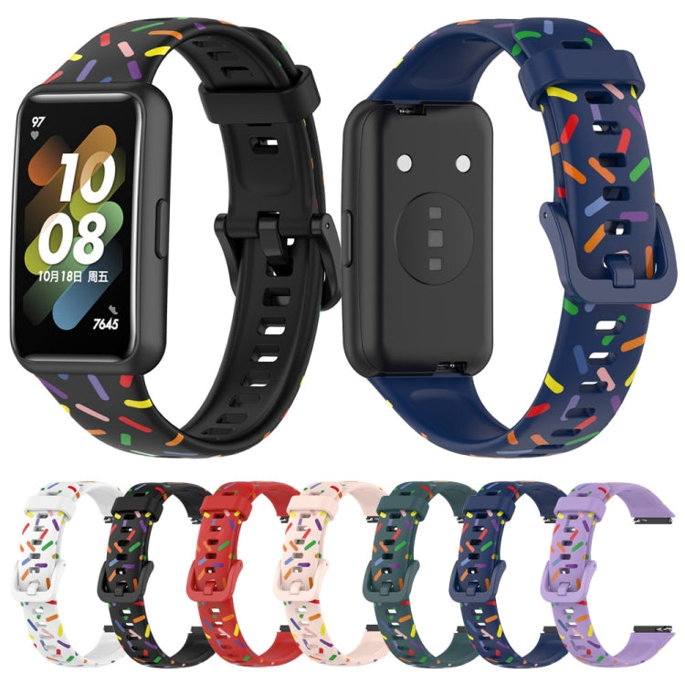 For Huawei Band 7 Sports Rainbow Dots Silicone Watch Band(Purple) - Watch Bands by PMC TechLife | Online Shopping South Africa | PMC TechLife