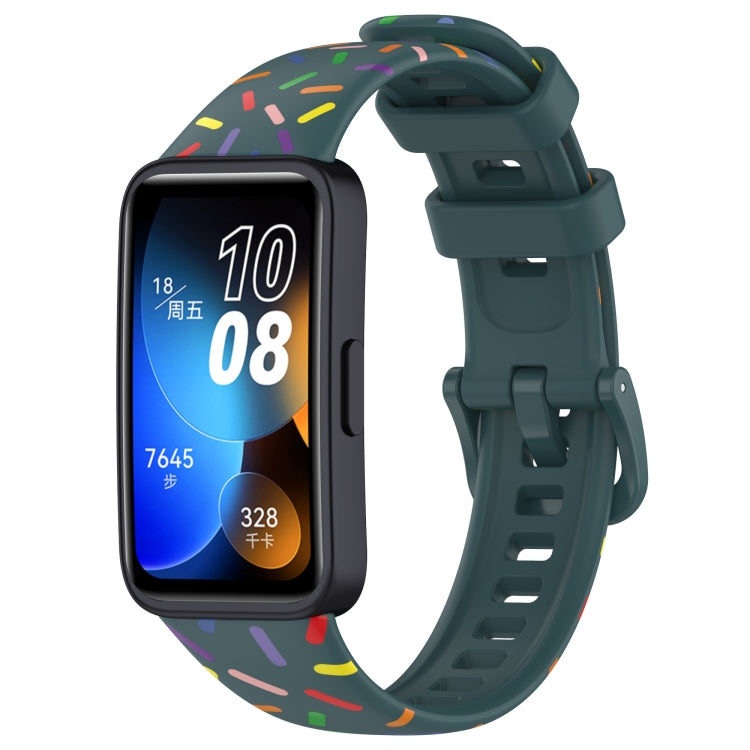 For Huawei Band 8 Sports Rainbow Dots Silicone Watch Band(Dark Green) - Watch Bands by PMC TechLife | Online Shopping South Africa | PMC TechLife