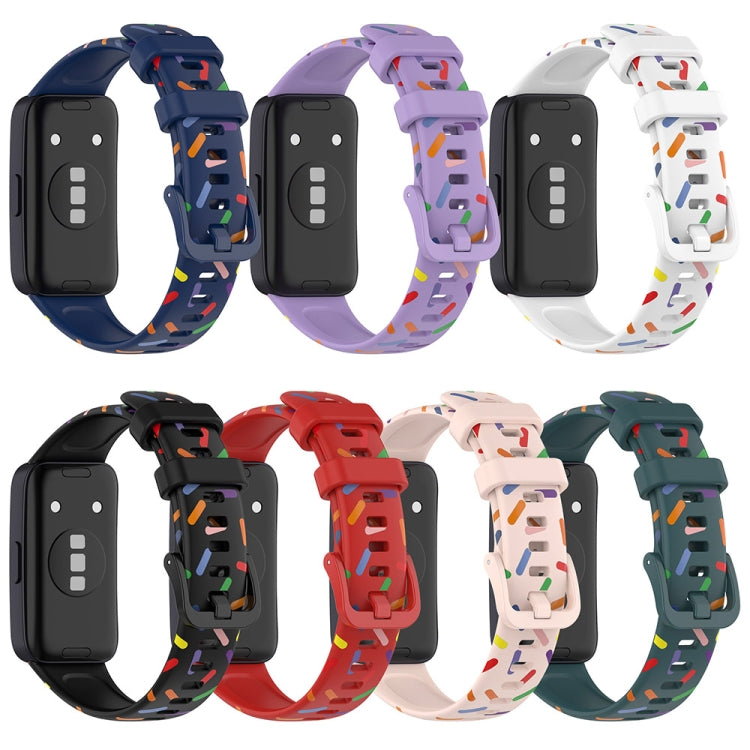 For Huawei Band 8 Sports Rainbow Dots Silicone Watch Band(Dark Green) - Watch Bands by PMC TechLife | Online Shopping South Africa | PMC TechLife