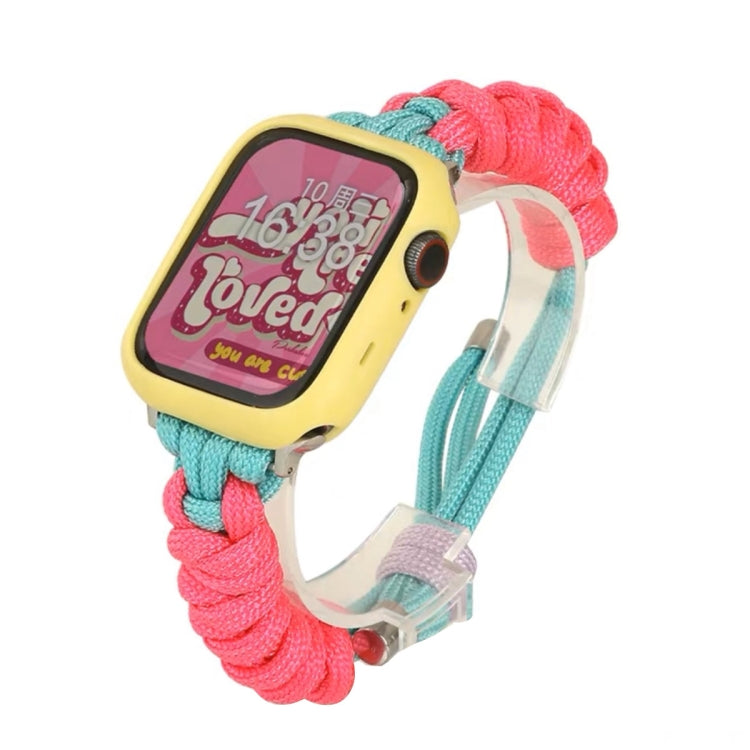 For Apple Watch Ultra 49mm Twist Knotted Nylon Watch Band(Rose Red Mint Green) - Watch Bands by PMC TechLife | Online Shopping South Africa | PMC TechLife