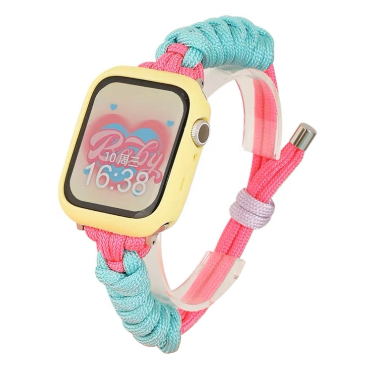 For Apple Watch 8 45mm Twist Knotted Nylon Watch Band(Mint Green Rose Red) - Watch Bands by PMC TechLife | Online Shopping South Africa | PMC TechLife