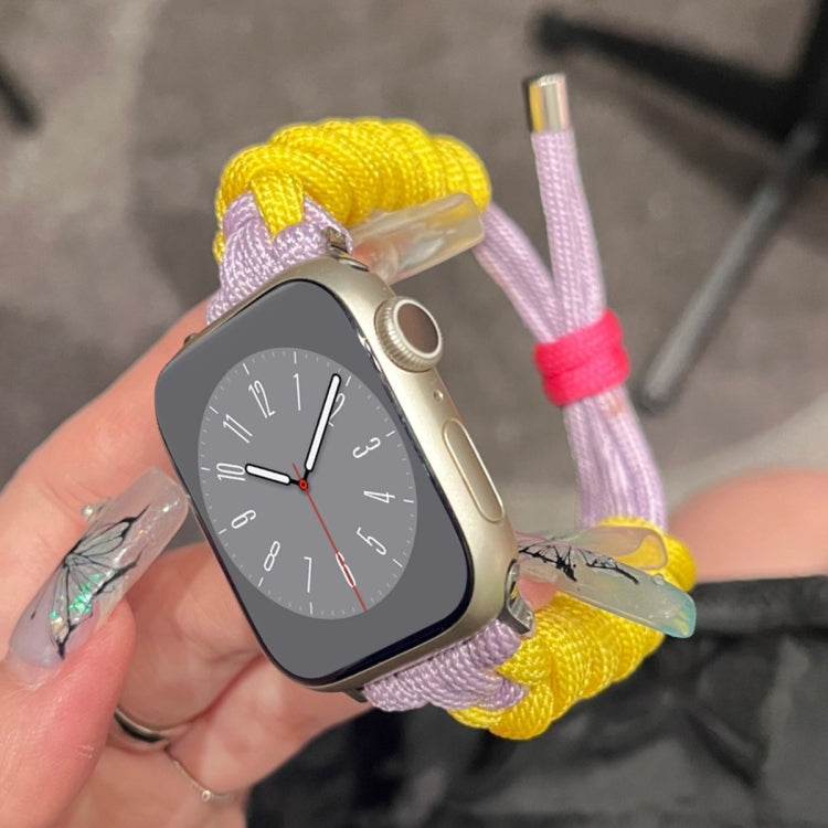For Apple Watch 7 45mm Twist Knotted Nylon Watch Band(Yellow Purple) - Watch Bands by PMC TechLife | Online Shopping South Africa | PMC TechLife